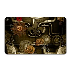 Wonderful Noble Steampunk Design, Clocks And Gears And Butterflies Magnet (rectangular) by FantasyWorld7