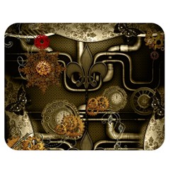 Wonderful Noble Steampunk Design, Clocks And Gears And Butterflies Double Sided Flano Blanket (medium)  by FantasyWorld7