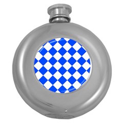 Blue White Diamonds Seamless Round Hip Flask (5 Oz)