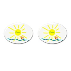 Summer Beach Holiday Holidays Sun Cufflinks (oval) by Celenk