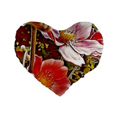 Flower Hostanamone Drawing Plant Standard 16  Premium Heart Shape Cushions by Celenk