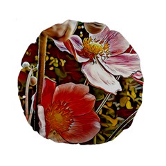 Flower Hostanamone Drawing Plant Standard 15  Premium Round Cushions by Celenk
