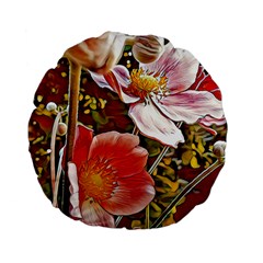 Flower Hostanamone Drawing Plant Standard 15  Premium Flano Round Cushions by Celenk