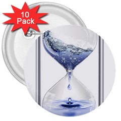 Time Water Movement Drop Of Water 3  Buttons (10 Pack) 