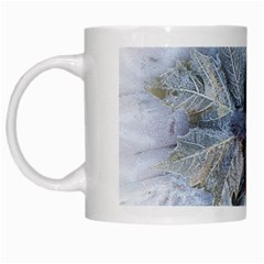 Winter Frost Ice Sheet Leaves White Mugs by Celenk