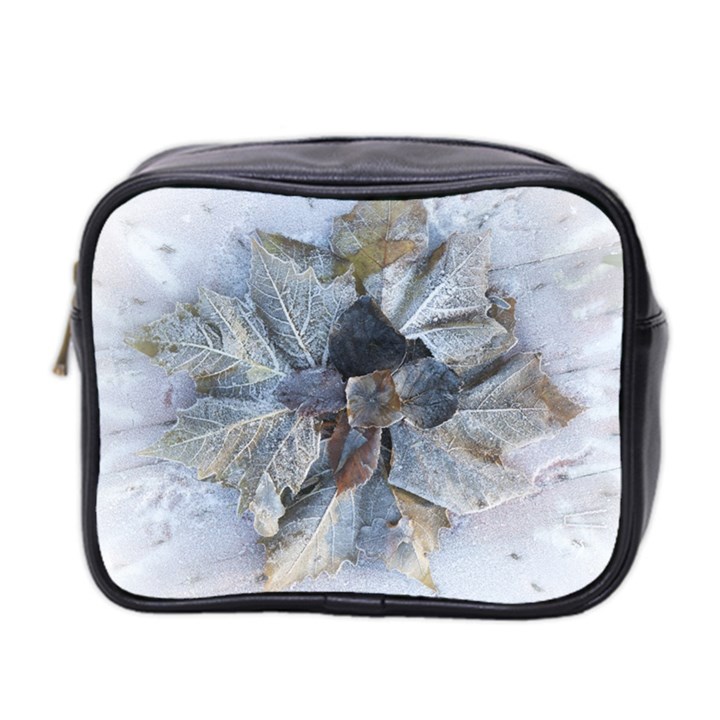 Winter Frost Ice Sheet Leaves Mini Toiletries Bag 2-Side