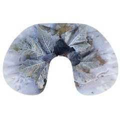 Winter Frost Ice Sheet Leaves Travel Neck Pillows by Celenk