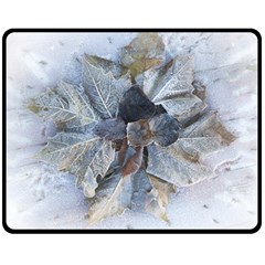 Winter Frost Ice Sheet Leaves Double Sided Fleece Blanket (medium)  by Celenk