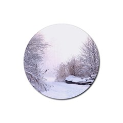 Winter Snow Ice Freezing Frozen Rubber Coaster (round) 