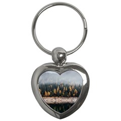 Trees Plants Nature Forests Lake Key Chains (heart)  by Celenk