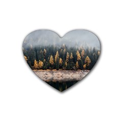 Trees Plants Nature Forests Lake Heart Coaster (4 Pack)  by Celenk