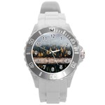 Trees Plants Nature Forests Lake Round Plastic Sport Watch (L) Front