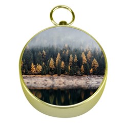 Trees Plants Nature Forests Lake Gold Compasses by Celenk