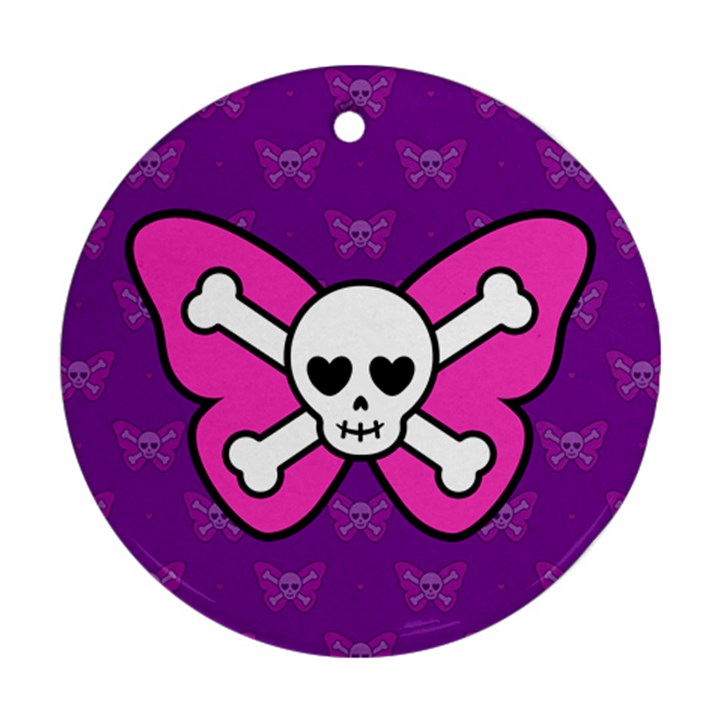 Cute Butterfly Skull Round Ornament