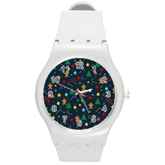 Christmas Pattern Round Plastic Sport Watch (m) by Valentinaart