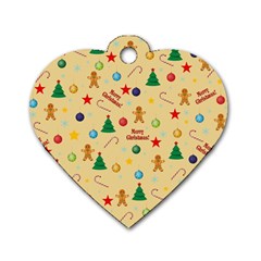 Christmas Pattern Dog Tag Heart (one Side) by Valentinaart