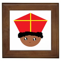 Cutieful Kids Art Funny Zwarte Piet Friend Of St  Nicholas Wearing His Miter Framed Tiles by yoursparklingshop