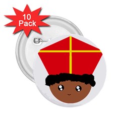 Cutieful Kids Art Funny Zwarte Piet Friend Of St  Nicholas Wearing His Miter 2 25  Buttons (10 Pack)  by yoursparklingshop