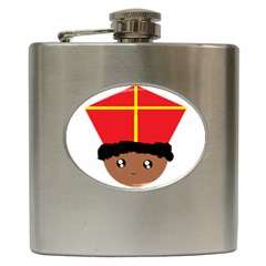 Cutieful Kids Art Funny Zwarte Piet Friend Of St  Nicholas Wearing His Miter Hip Flask (6 Oz)