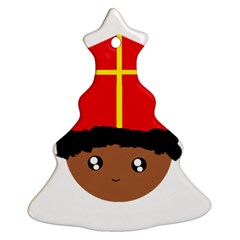 Cutieful Kids Art Funny Zwarte Piet Friend Of St  Nicholas Wearing His Miter Christmas Tree Ornament (two Sides) by yoursparklingshop