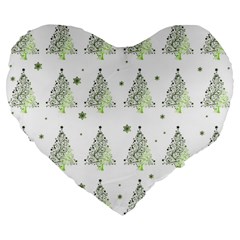 Christmas Tree - Pattern Large 19  Premium Heart Shape Cushions by Valentinaart