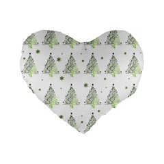 Christmas Tree - Pattern Standard 16  Premium Flano Heart Shape Cushions by Valentinaart