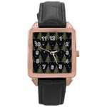 Christmas tree - pattern Rose Gold Leather Watch  Front