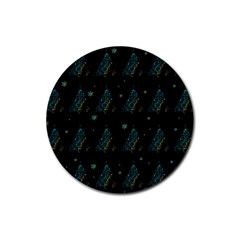 Christmas Tree - Pattern Rubber Coaster (round)  by Valentinaart