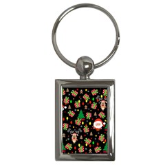 Santa And Rudolph Pattern Key Chains (rectangle)  by Valentinaart