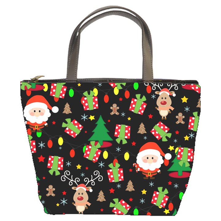 Santa and Rudolph pattern Bucket Bags