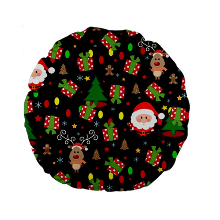 Santa and Rudolph pattern Standard 15  Premium Round Cushions