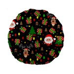 Santa and Rudolph pattern Standard 15  Premium Round Cushions Back