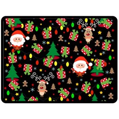 Santa And Rudolph Pattern Double Sided Fleece Blanket (large)  by Valentinaart