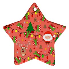 Santa And Rudolph Pattern Ornament (star) by Valentinaart