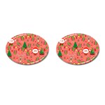 Santa and Rudolph pattern Cufflinks (Oval) Front(Pair)