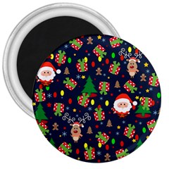 Santa And Rudolph Pattern 3  Magnets by Valentinaart