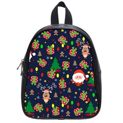 Santa And Rudolph Pattern School Bag (small) by Valentinaart