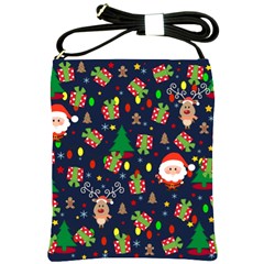 Santa And Rudolph Pattern Shoulder Sling Bags by Valentinaart