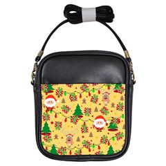 Santa And Rudolph Pattern Girls Sling Bags by Valentinaart