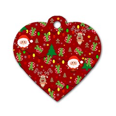 Santa and Rudolph pattern Dog Tag Heart (Two Sides)