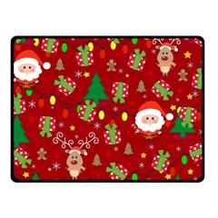 Santa and Rudolph pattern Fleece Blanket (Small)