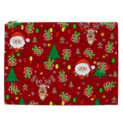 Santa And Rudolph Pattern Cosmetic Bag (xxl)  by Valentinaart