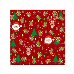 Santa And Rudolph Pattern Small Satin Scarf (square) by Valentinaart