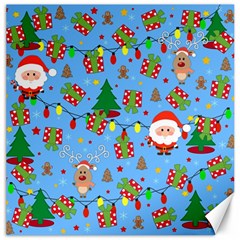 Santa And Rudolph Pattern Canvas 16  X 16   by Valentinaart