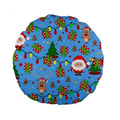 Santa And Rudolph Pattern Standard 15  Premium Round Cushions by Valentinaart