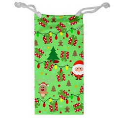 Santa And Rudolph Pattern Jewelry Bag by Valentinaart