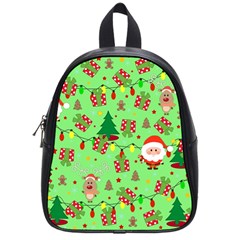 Santa And Rudolph Pattern School Bag (small) by Valentinaart