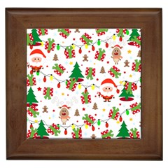 Santa And Rudolph Pattern Framed Tiles by Valentinaart