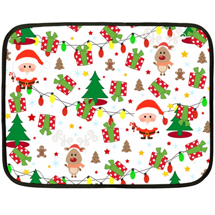 Santa and Rudolph pattern Fleece Blanket (Mini)