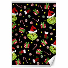 Grinch Pattern Canvas 24  X 36  by Valentinaart